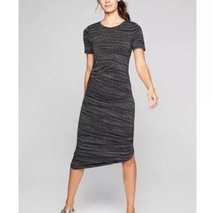 🔥 HOT SALE! Athleta Dress B&W  Stripe Downtown Maxi Ruched